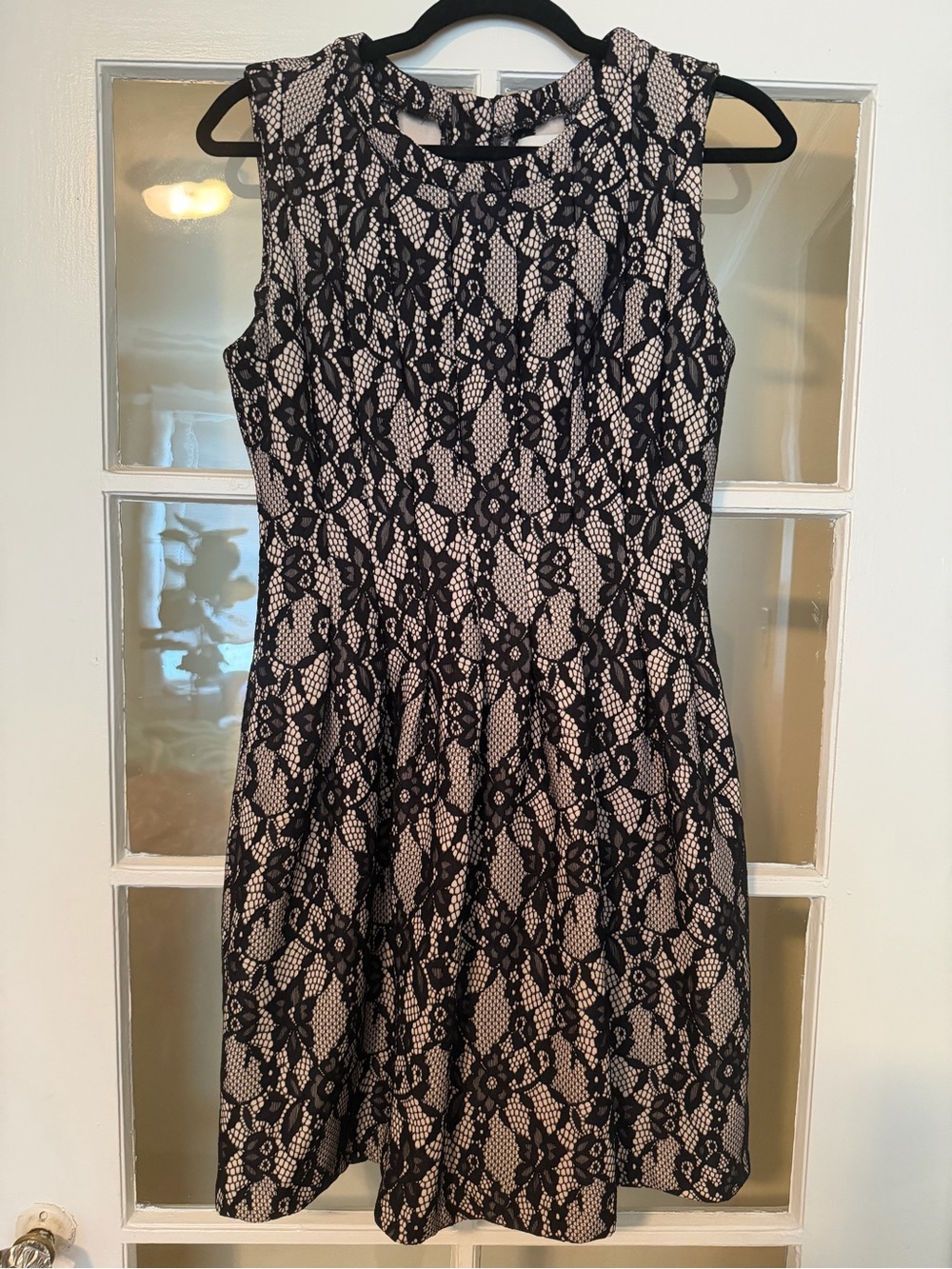 HD in Paris Black Lace Overlay Dress with Cream Underlay